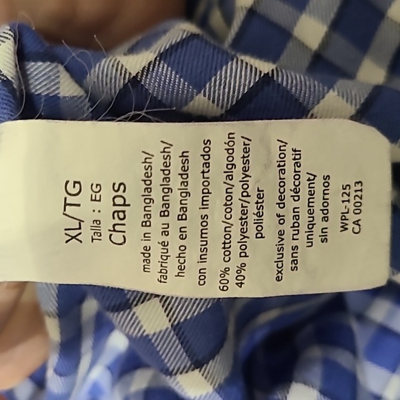 CHAPS Blue & White Checkered Button Down Long Sleeve Shirt - Size XL - Picture 12 of 16